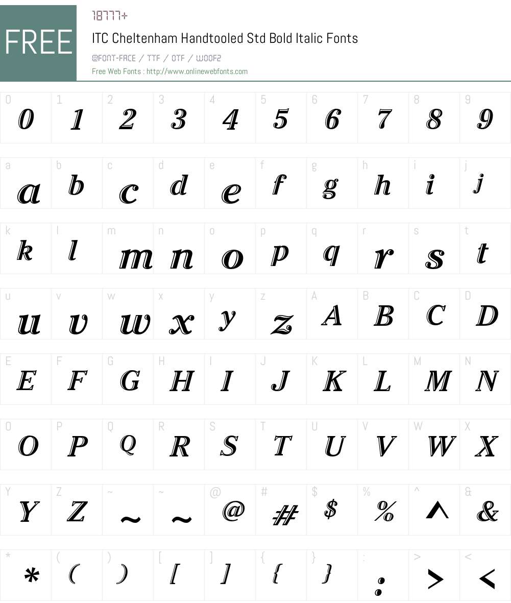 ITC Cheltenham Handtooled Std Font Screenshots