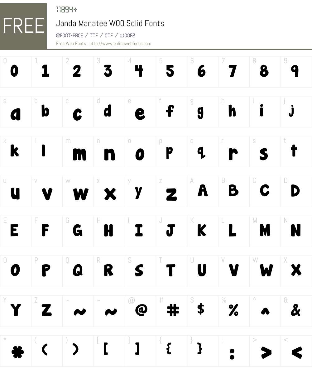 JandaManateeW00-Solid Font Screenshots
