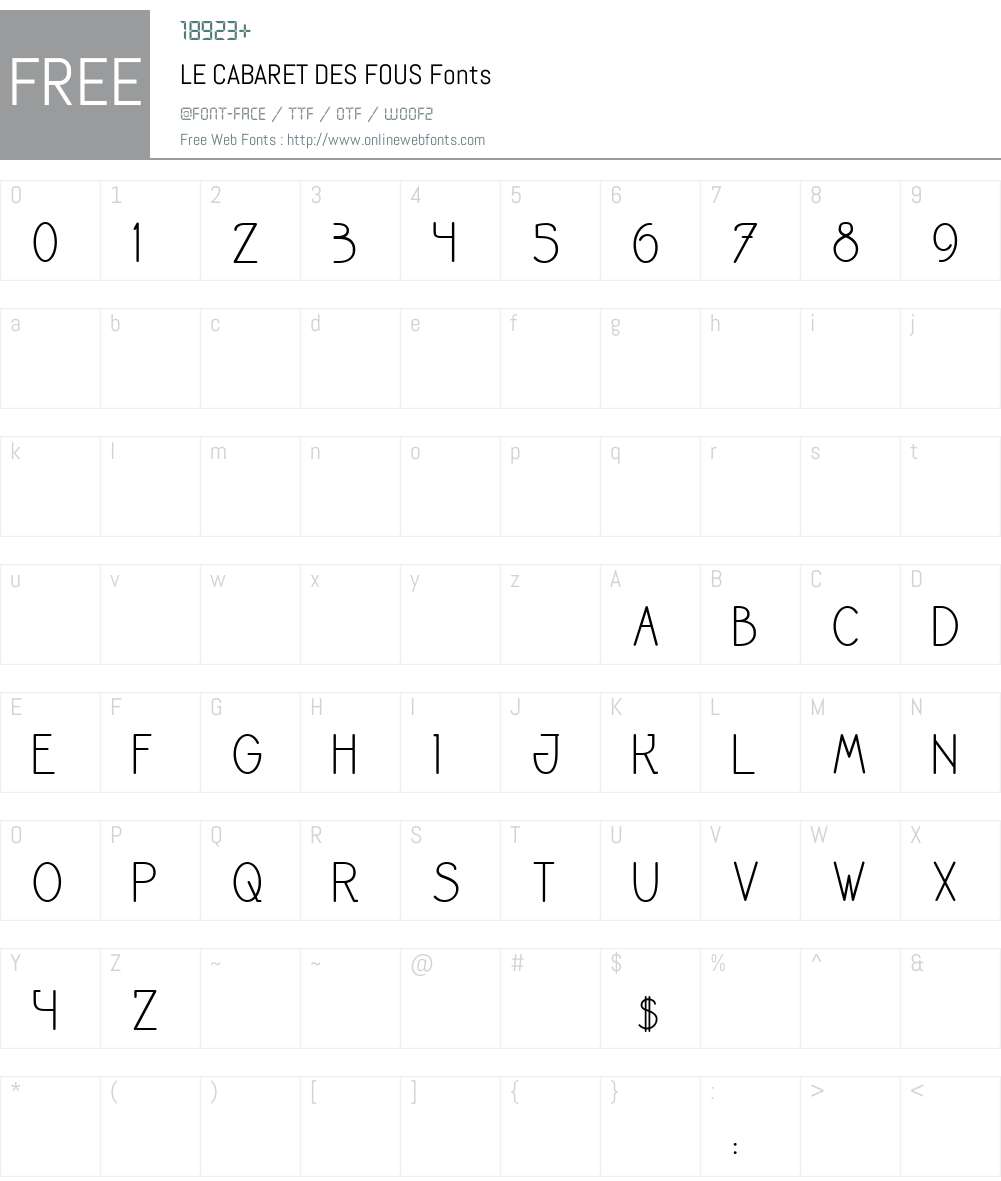 LE CABARET DES FOUS Font Screenshots