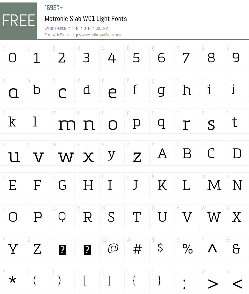 MetronicSlabW01-Light Font Screenshots