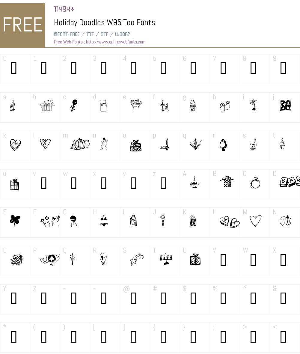 HolidayDoodlesW95-Too Font Screenshots