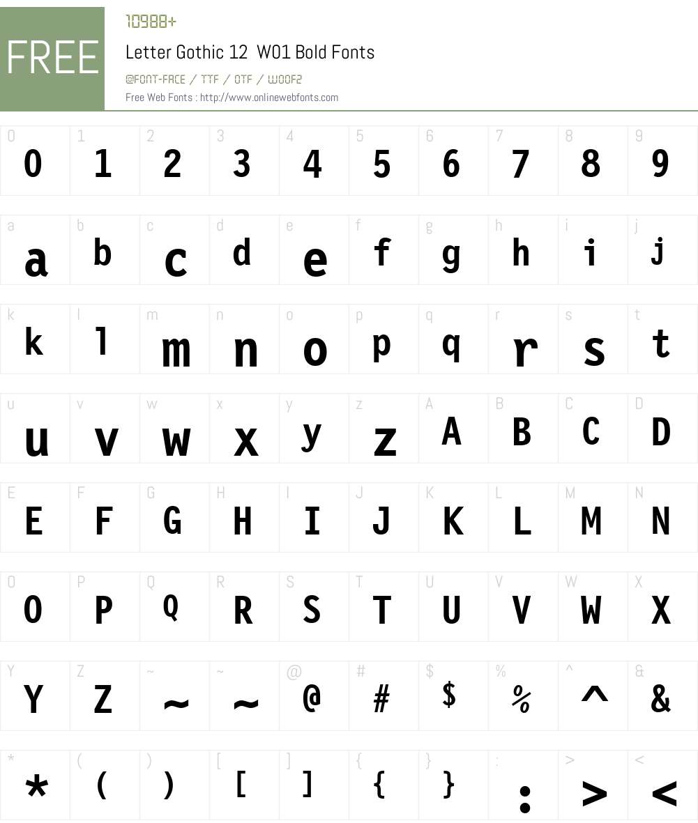 LetterGothic12W01-Bold Font Screenshots