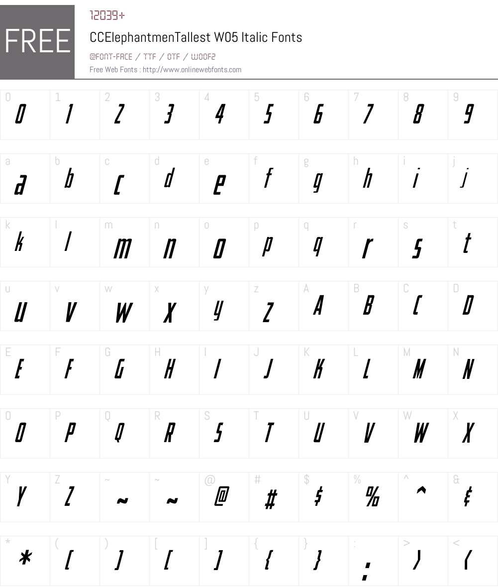 CCElephantmenTallestW05-It Font Screenshots