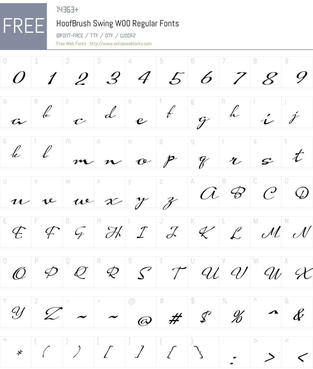 HoofBrushSwingW00-Regular Font Screenshots