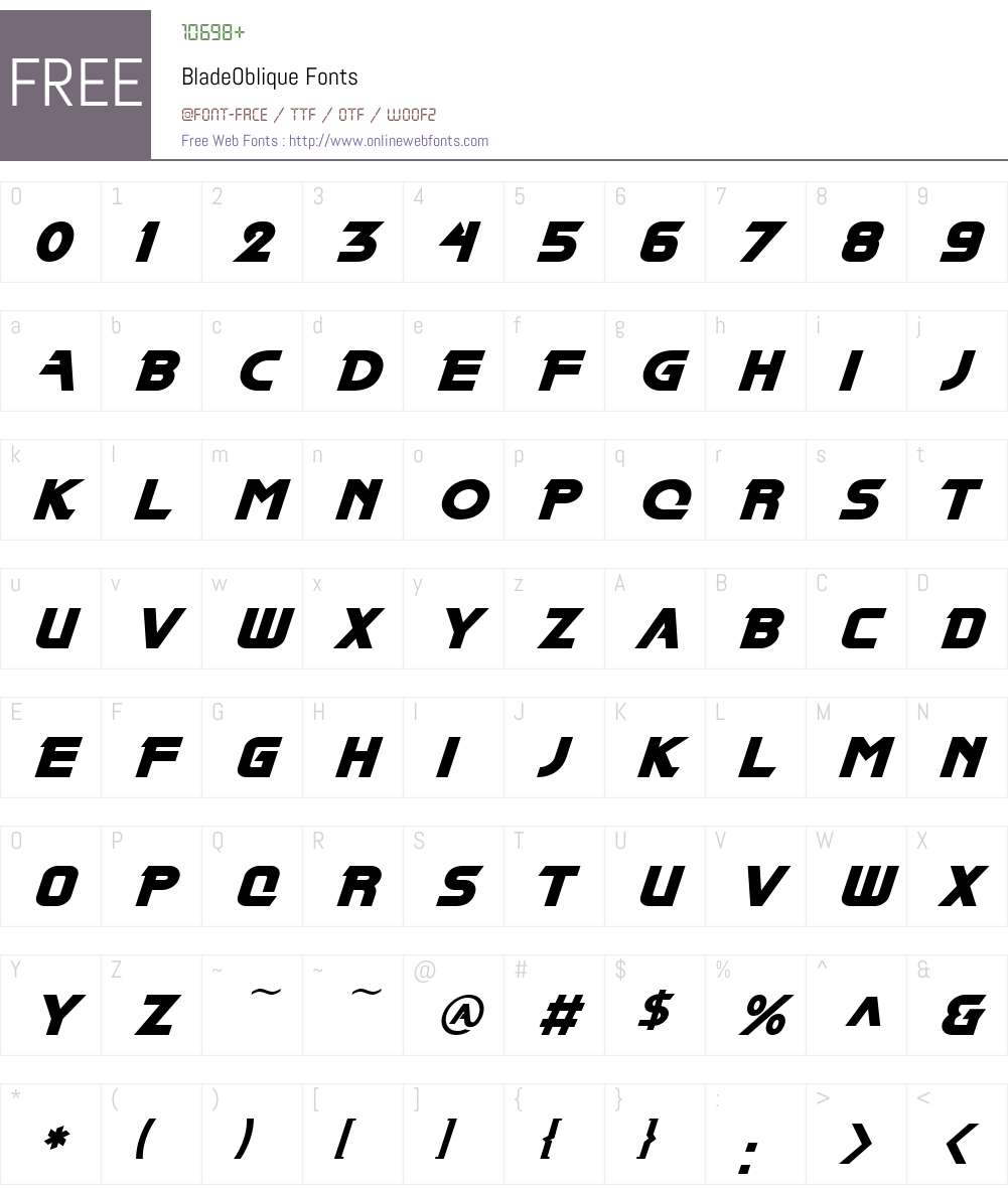BladeOblique Font Screenshots