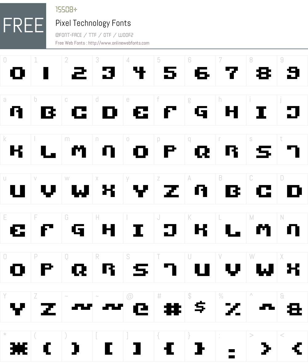 Pixel Technology Font Screenshots