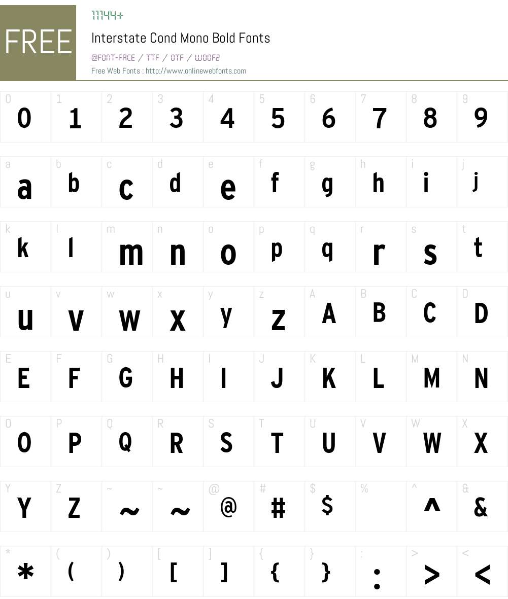 Interstate Cond Mono Font Screenshots