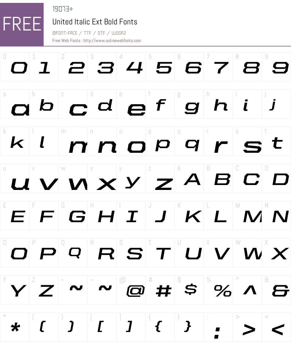 United Italic Ext Font Screenshots
