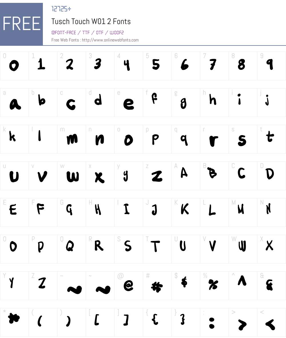 TuschTouchW01-2 Font Screenshots