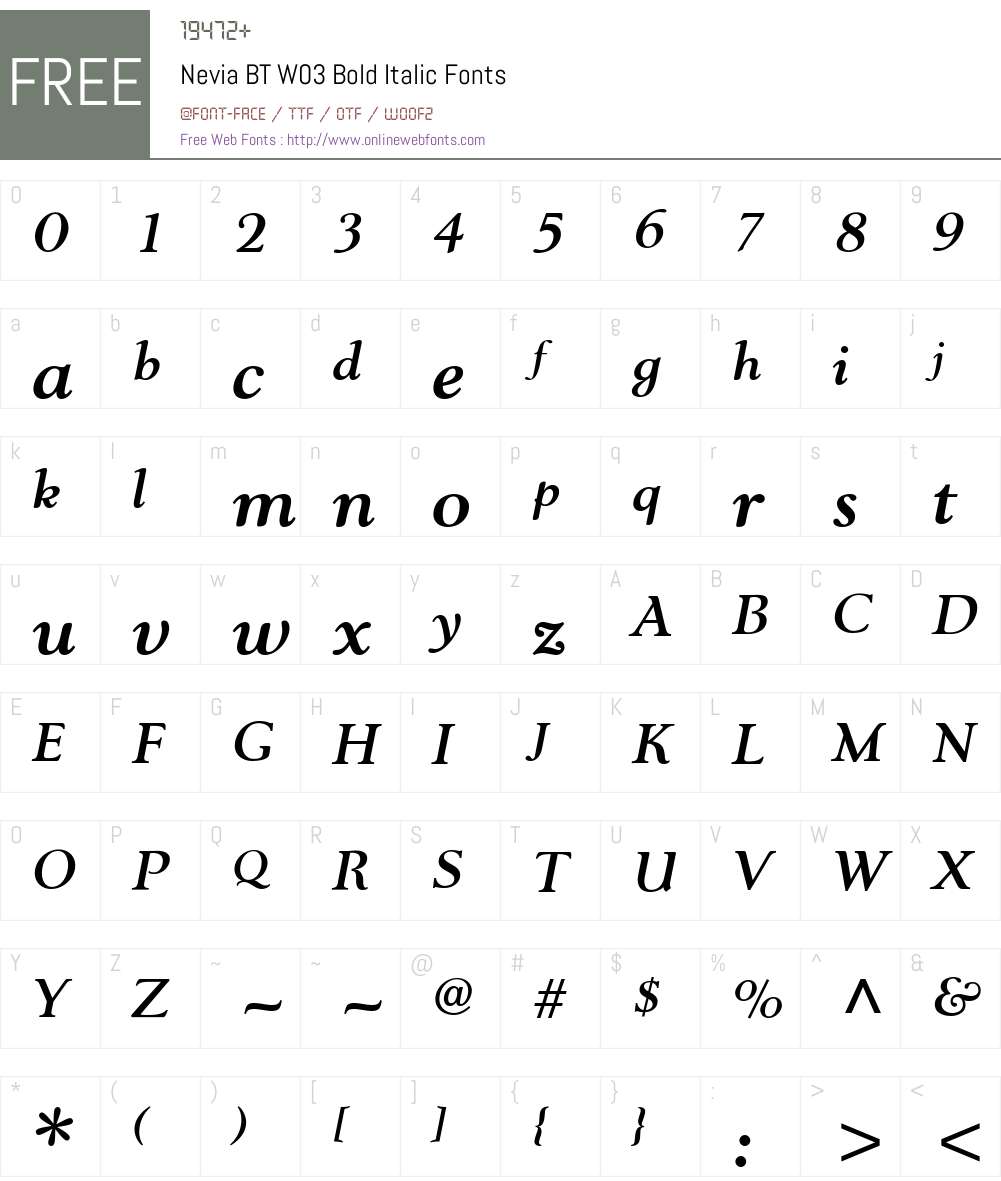Nevia BT Font Screenshots