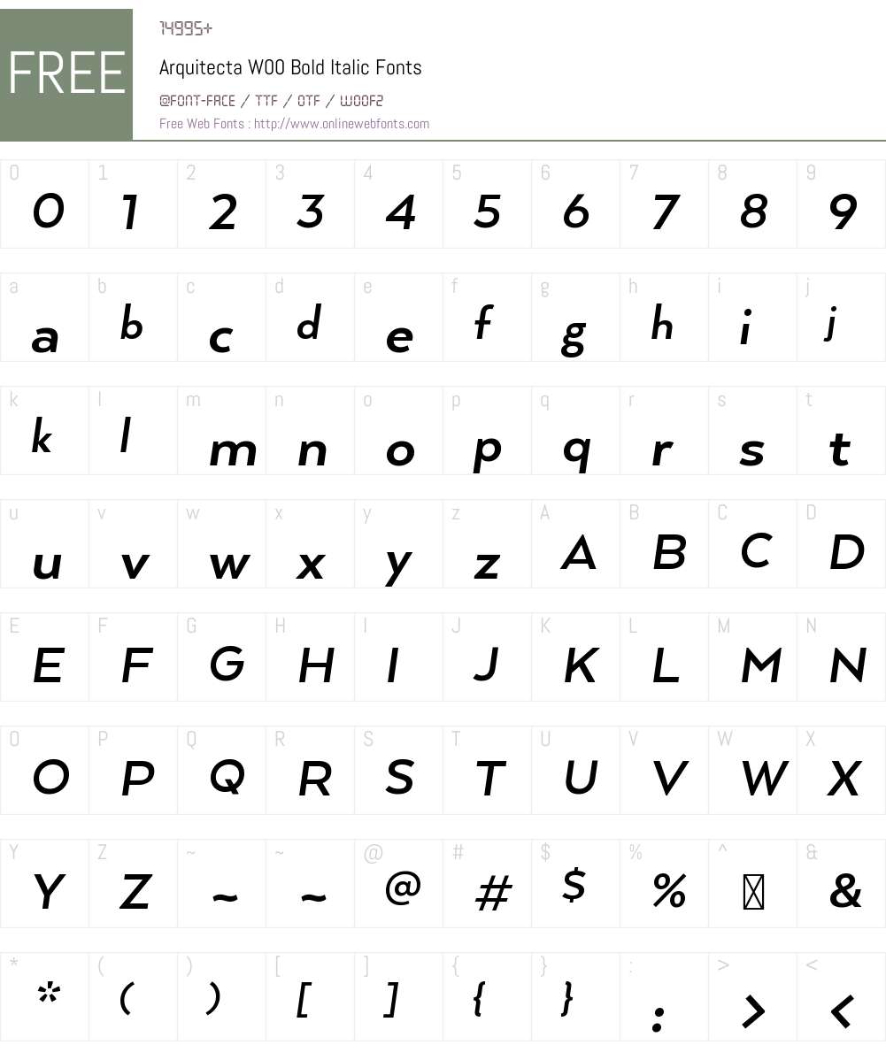 ArquitectaW00-BoldItalic Font Screenshots