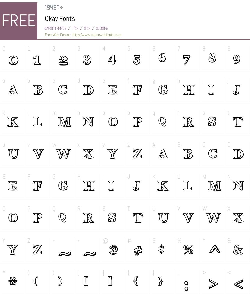 Okay Font Screenshots
