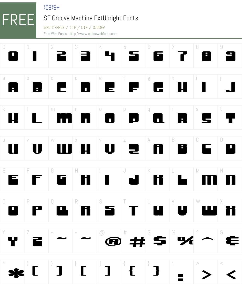 SF Groove Machine ExtUpright Font Screenshots