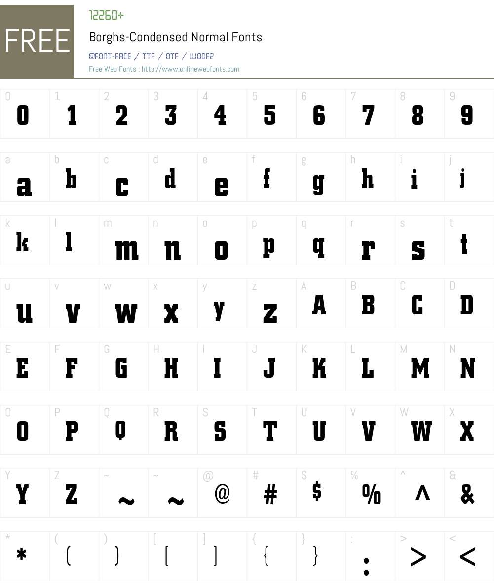 Borghs-Condensed Font Screenshots