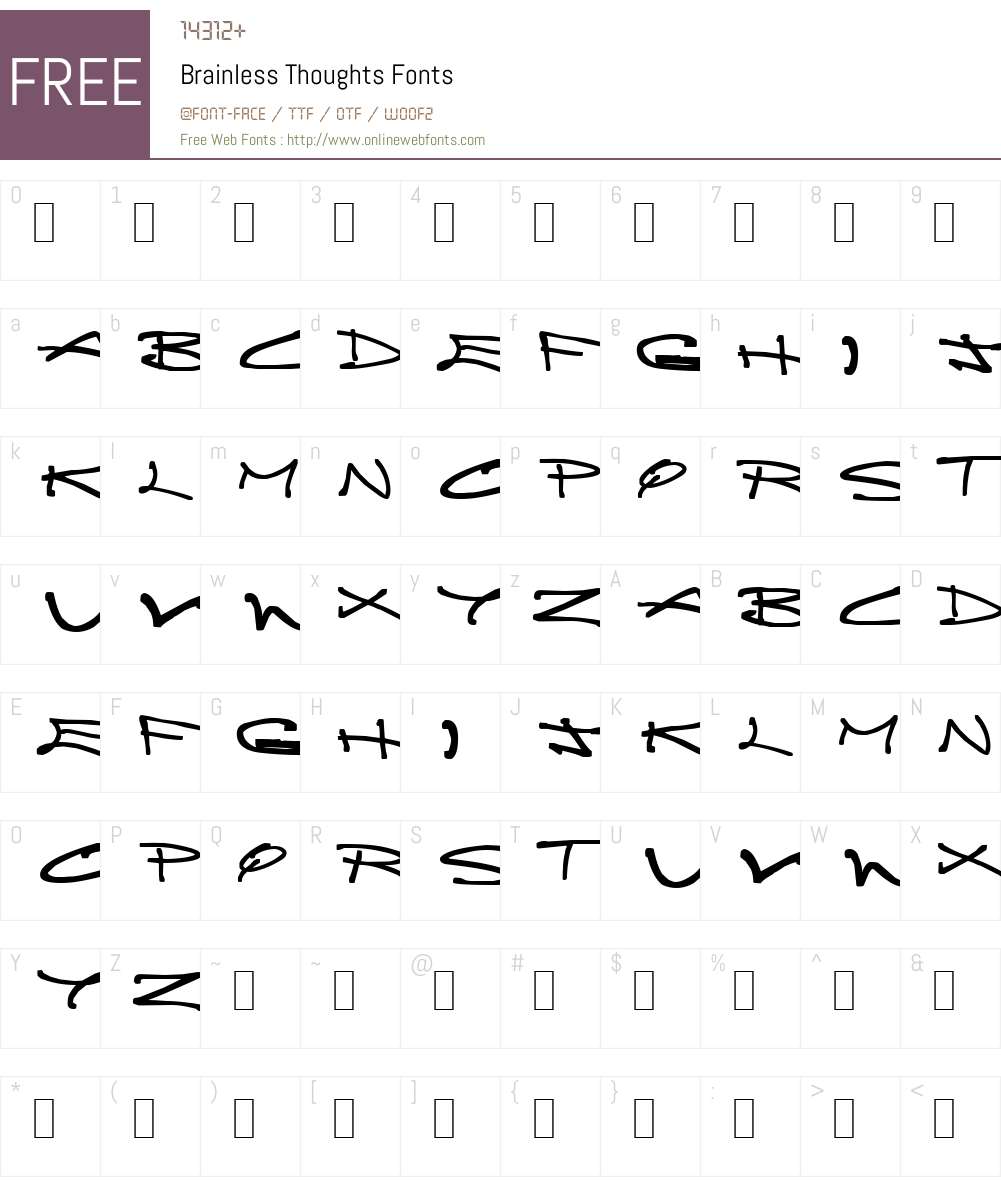 Brainless Thoughts Font Screenshots