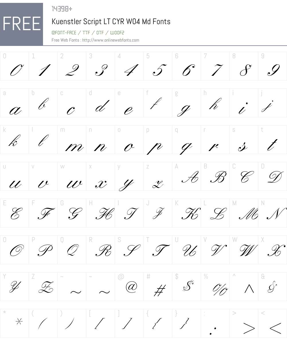 KuenstlerScriptLTCYRW04-Md Font Screenshots