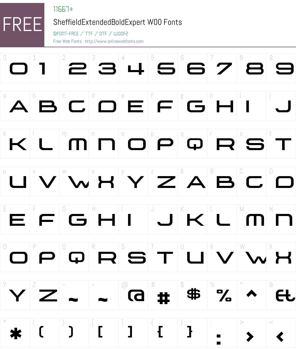 SheffieldExtendedBoldExpert Font Screenshots