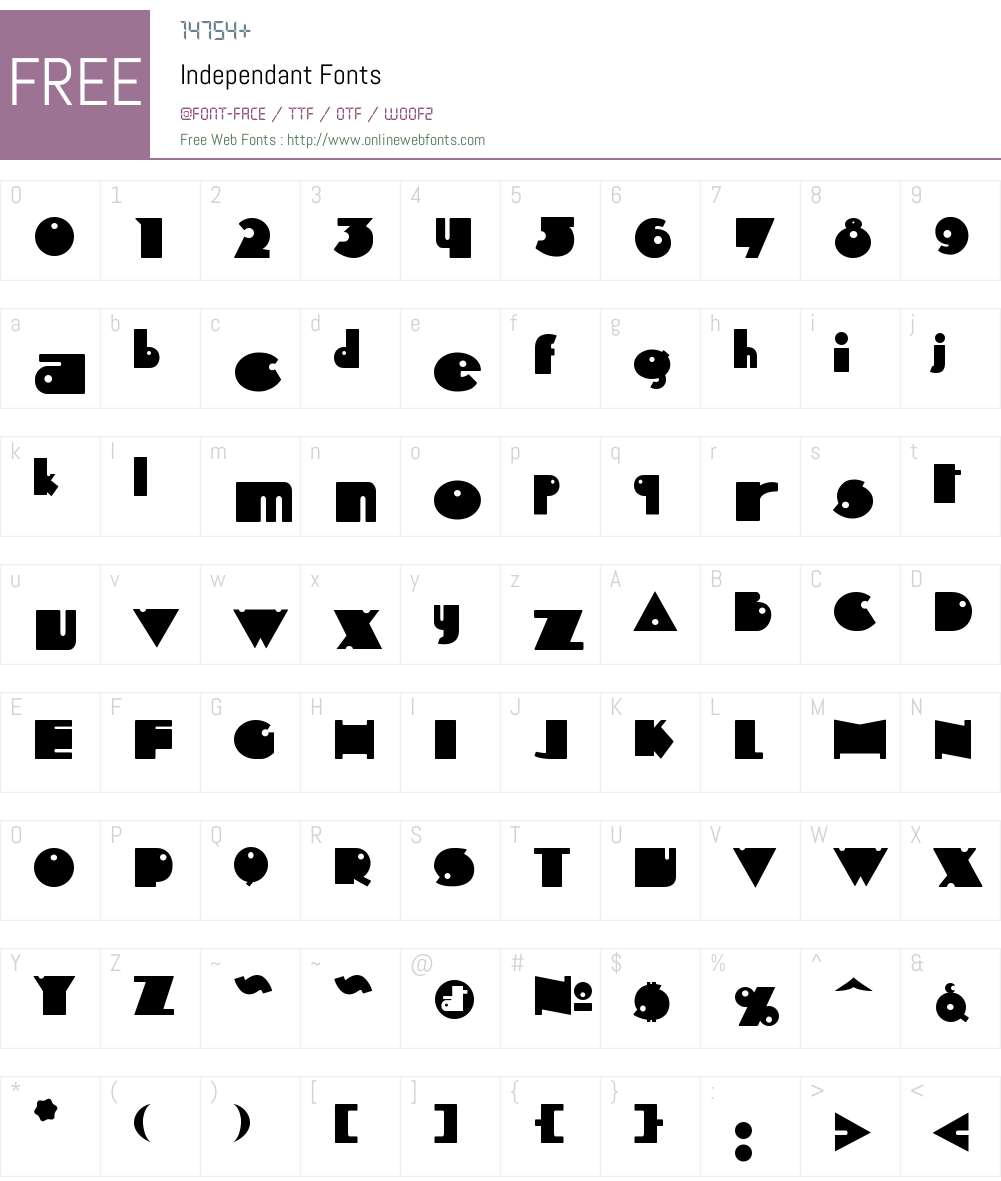Independant Font Screenshots