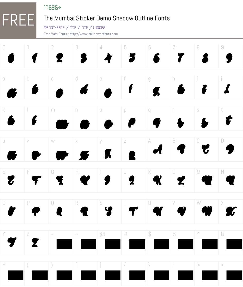 The Mumbai Sticker Demo Shadow Outline 1.000 Fonts Free Download