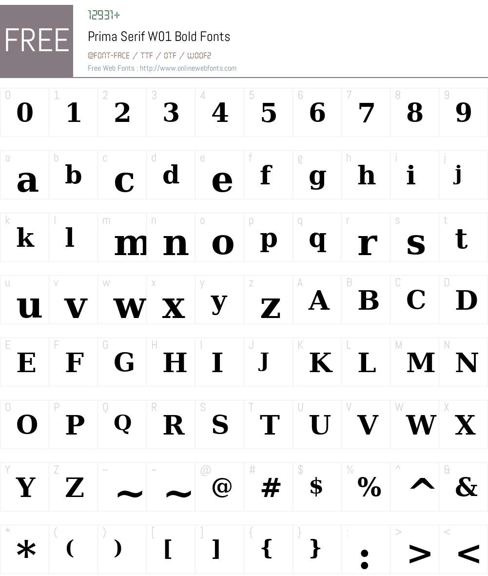 PrimaSerifW01-Bold Font Screenshots