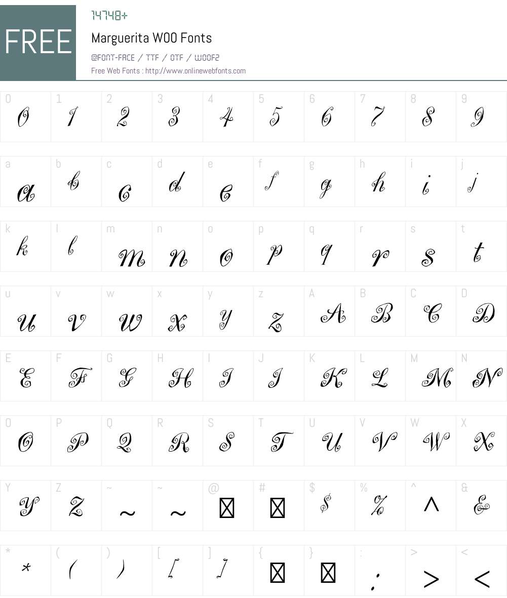 MargueritaW00 Font Screenshots