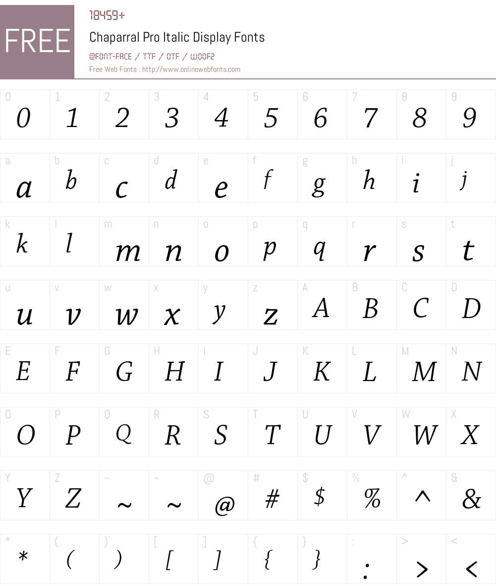 Chaparral Pro Font Screenshots
