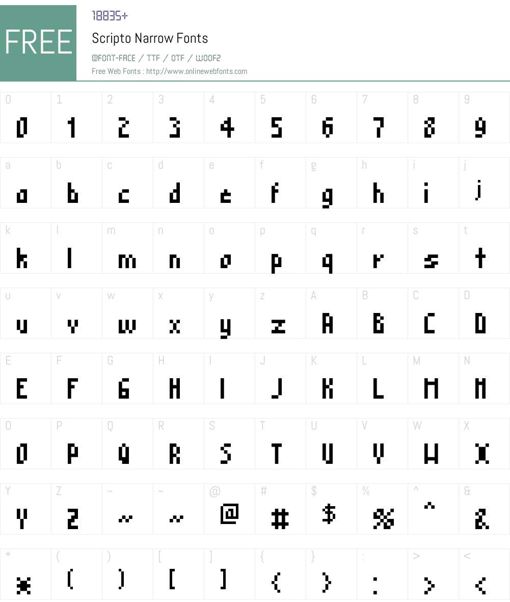 Scripto Narrow Font Screenshots