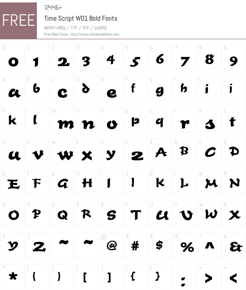 TimeScriptW01-Bold Font Screenshots