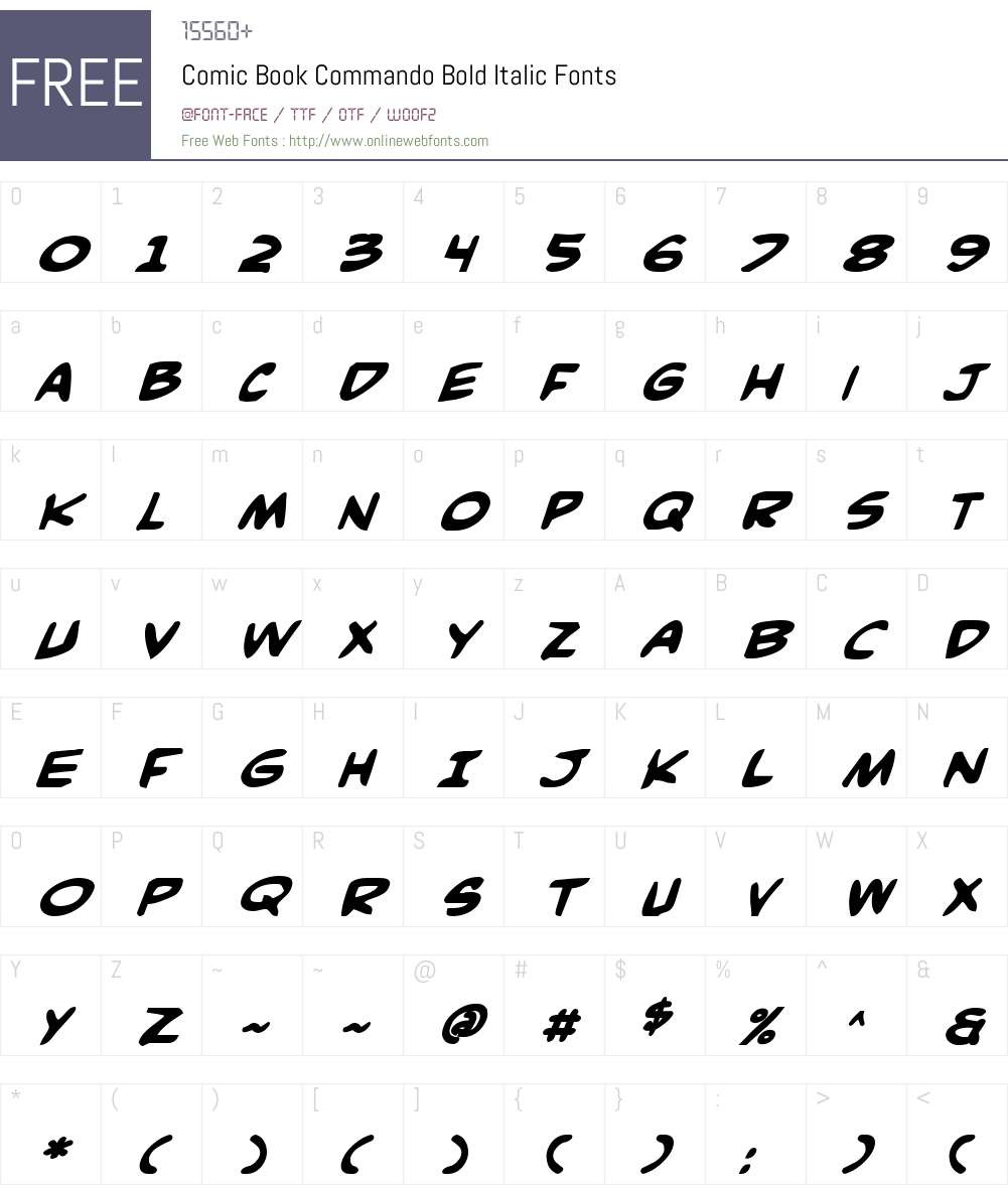 Comic Book Commando Bold Italic Font Screenshots