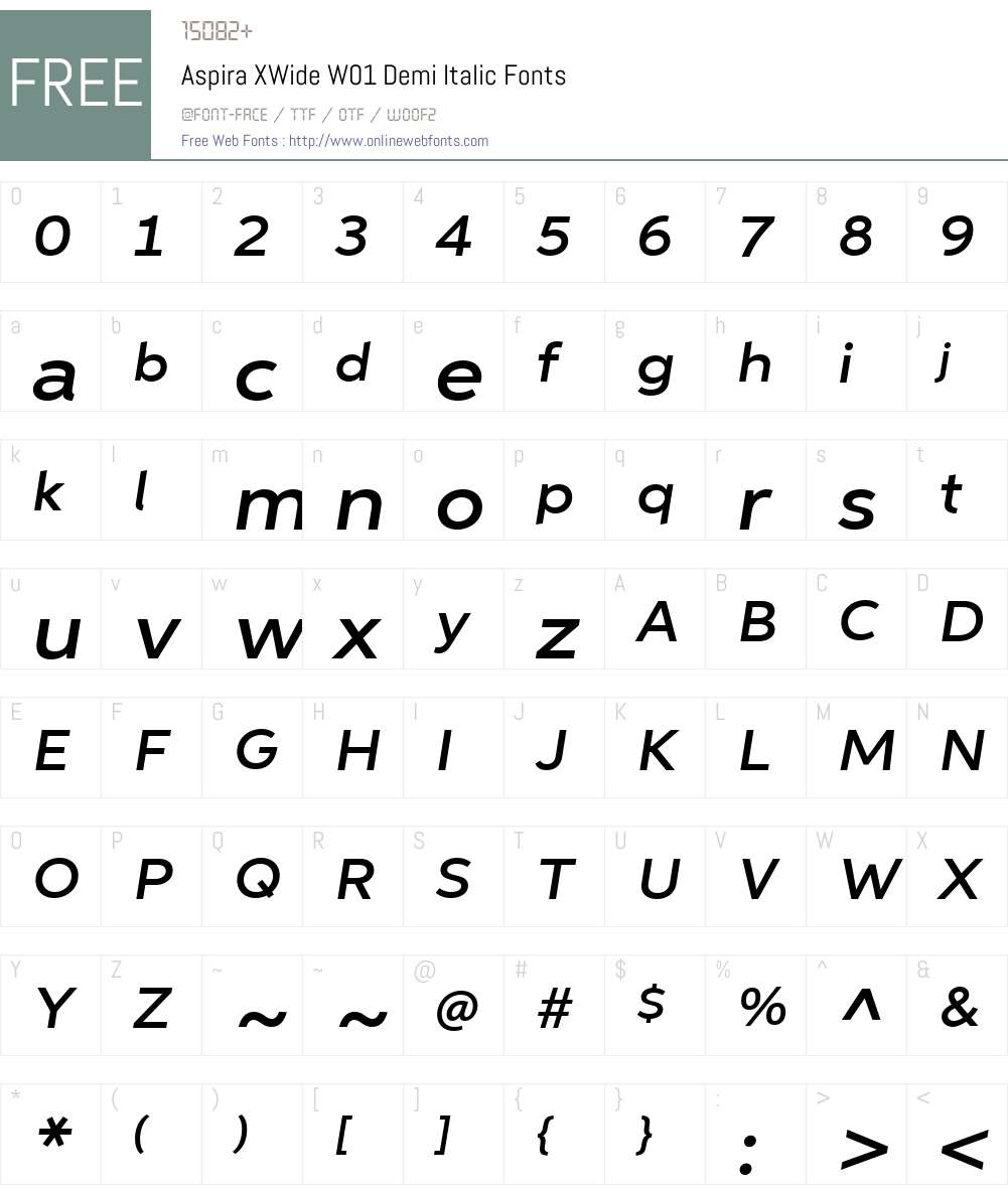 AspiraXWideW01-DemiItalic Font Screenshots