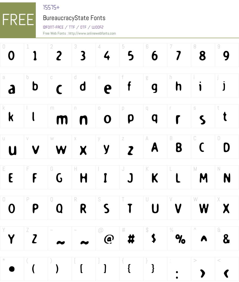 BureaucracyState Font Screenshots
