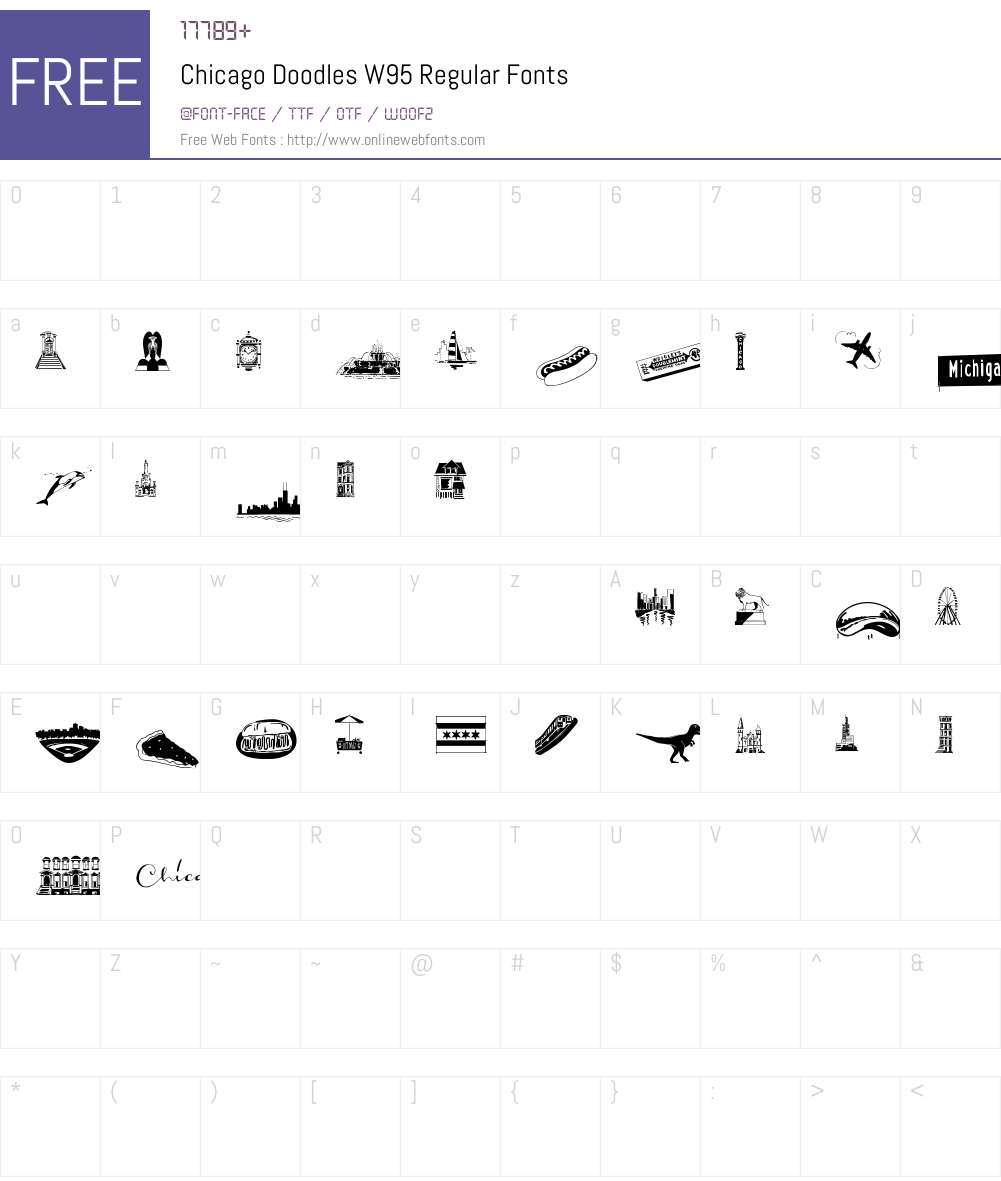ChicagoDoodlesW95-Regular Font Screenshots