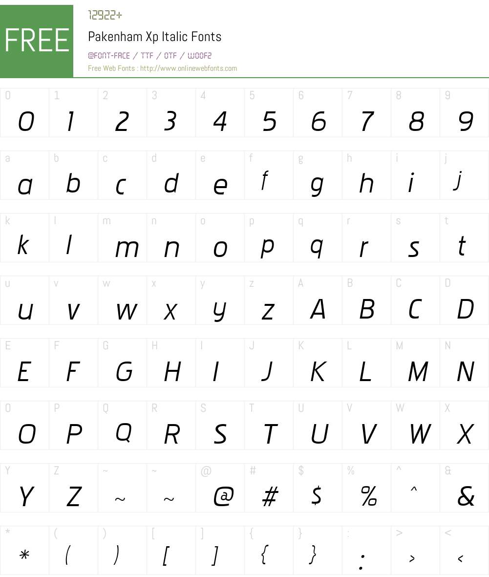 Pakenham Xp Font Screenshots