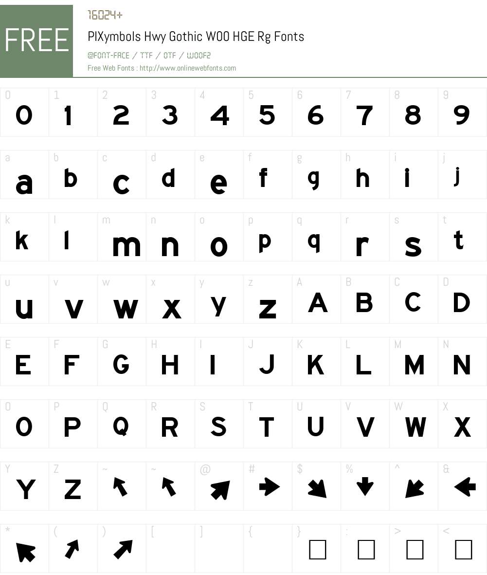 PIXymbolsHwyGothicW00-HGERg Font Screenshots
