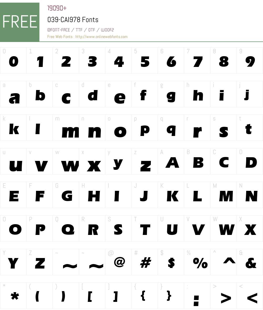 039-CAI978 Font Screenshots