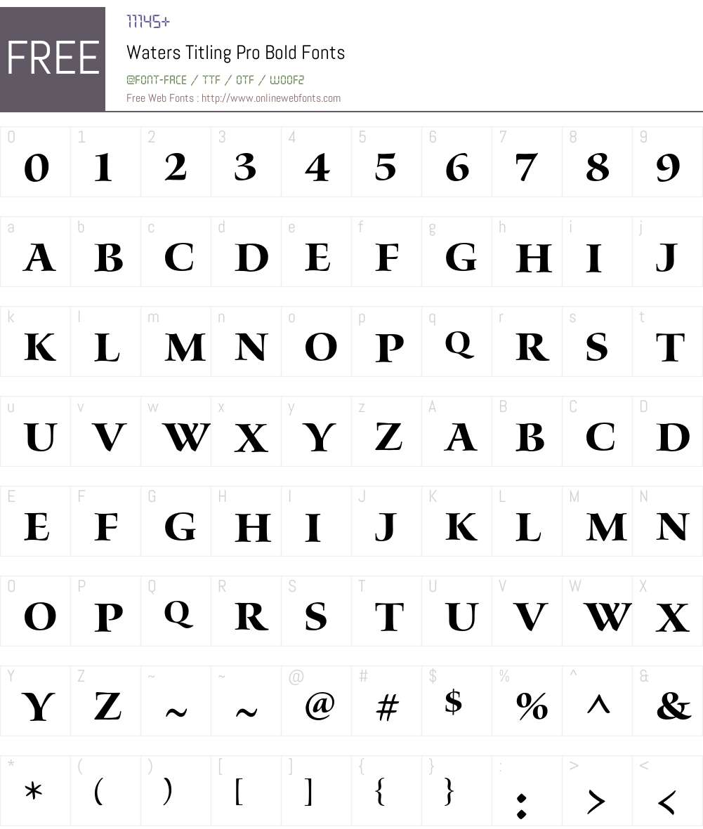 Waters Titling Pro Font Screenshots