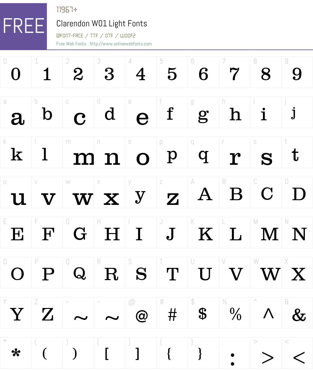 ClarendonW01-Light Font Screenshots