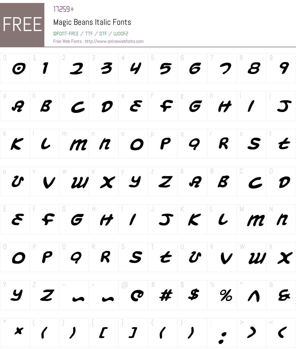 Magic Beans Italic Font Screenshots