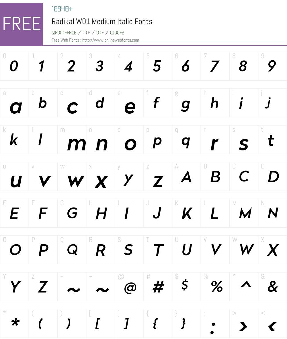 RadikalW01-MediumItalic Font Screenshots