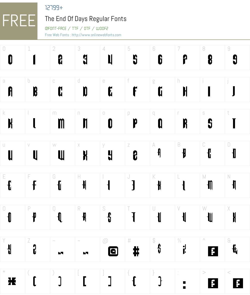 The End Of Days Font Screenshots