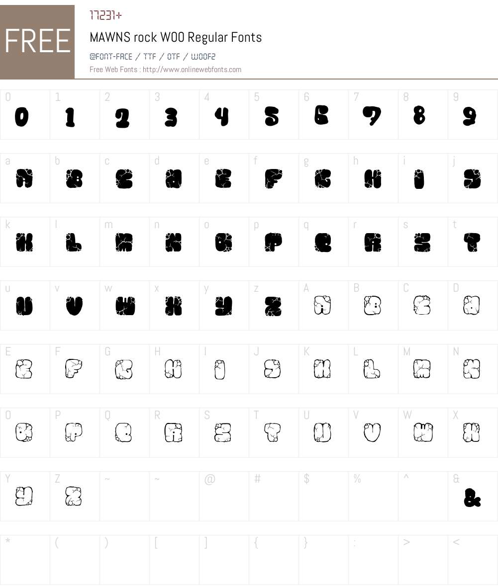 MAWNSrockW00-Regular Font Screenshots