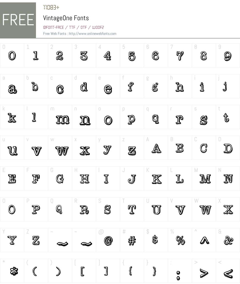 VintageOne Font Screenshots