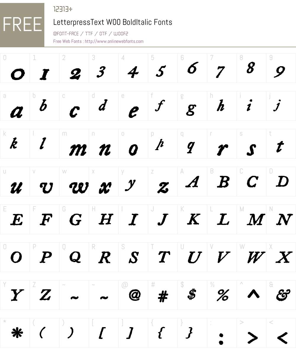 LetterpressText Font Screenshots