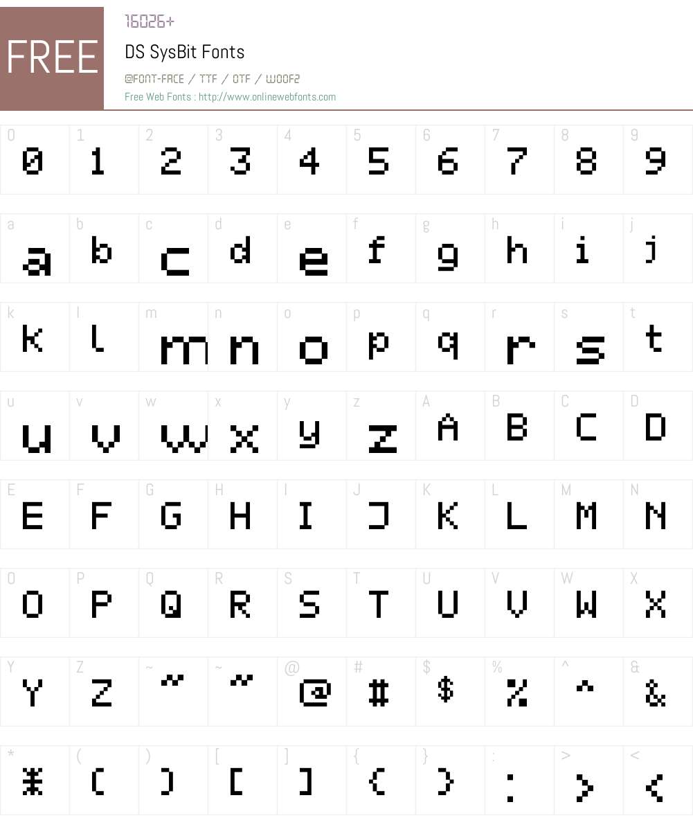 DS SysBit Font Screenshots