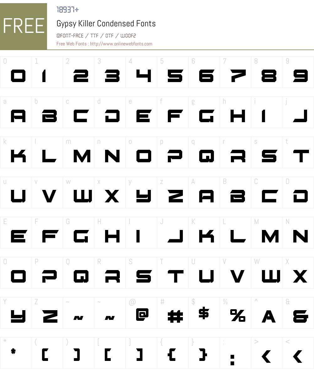 Gypsy Killer Condensed Font Screenshots
