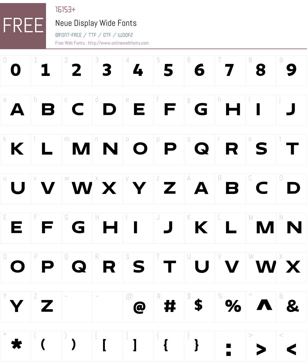 Neue Display Wide Font Screenshots