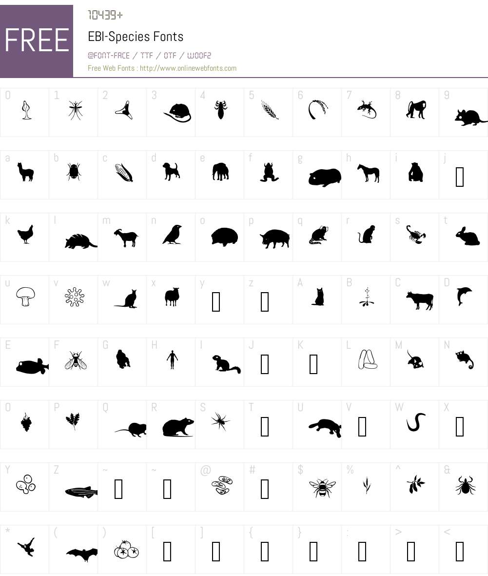 EBI-Species Font Screenshots