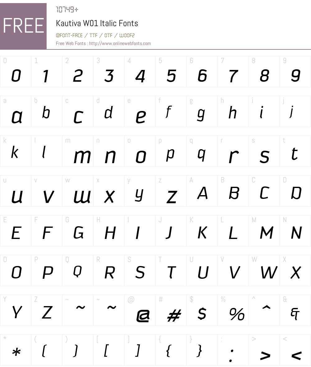 KautivaW01-Italic Font Screenshots
