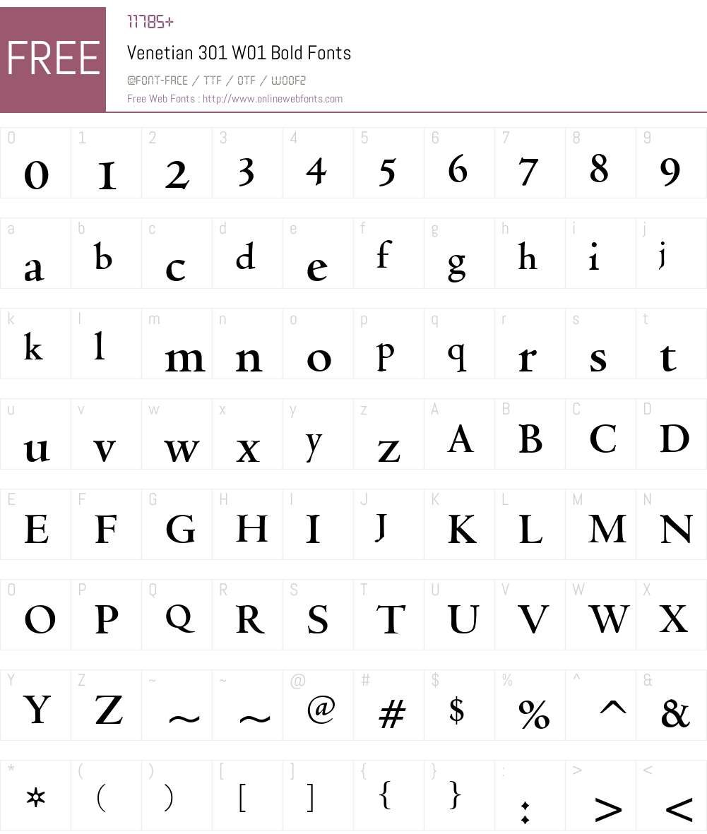 Venetian301W01-Bold Font Screenshots