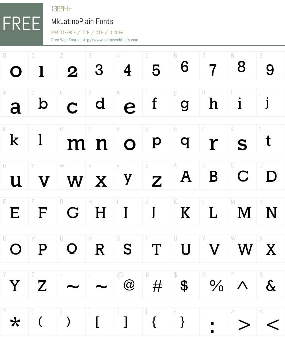 MkLatinoPlain Font Screenshots